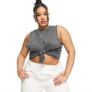 Asos Design Curve Linen Blend Gray Tank Top - Size 20